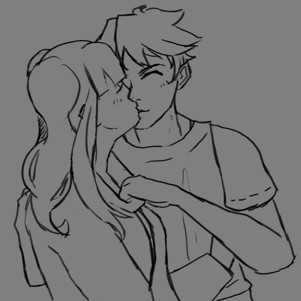 my OCs Berry and Fen kissing.