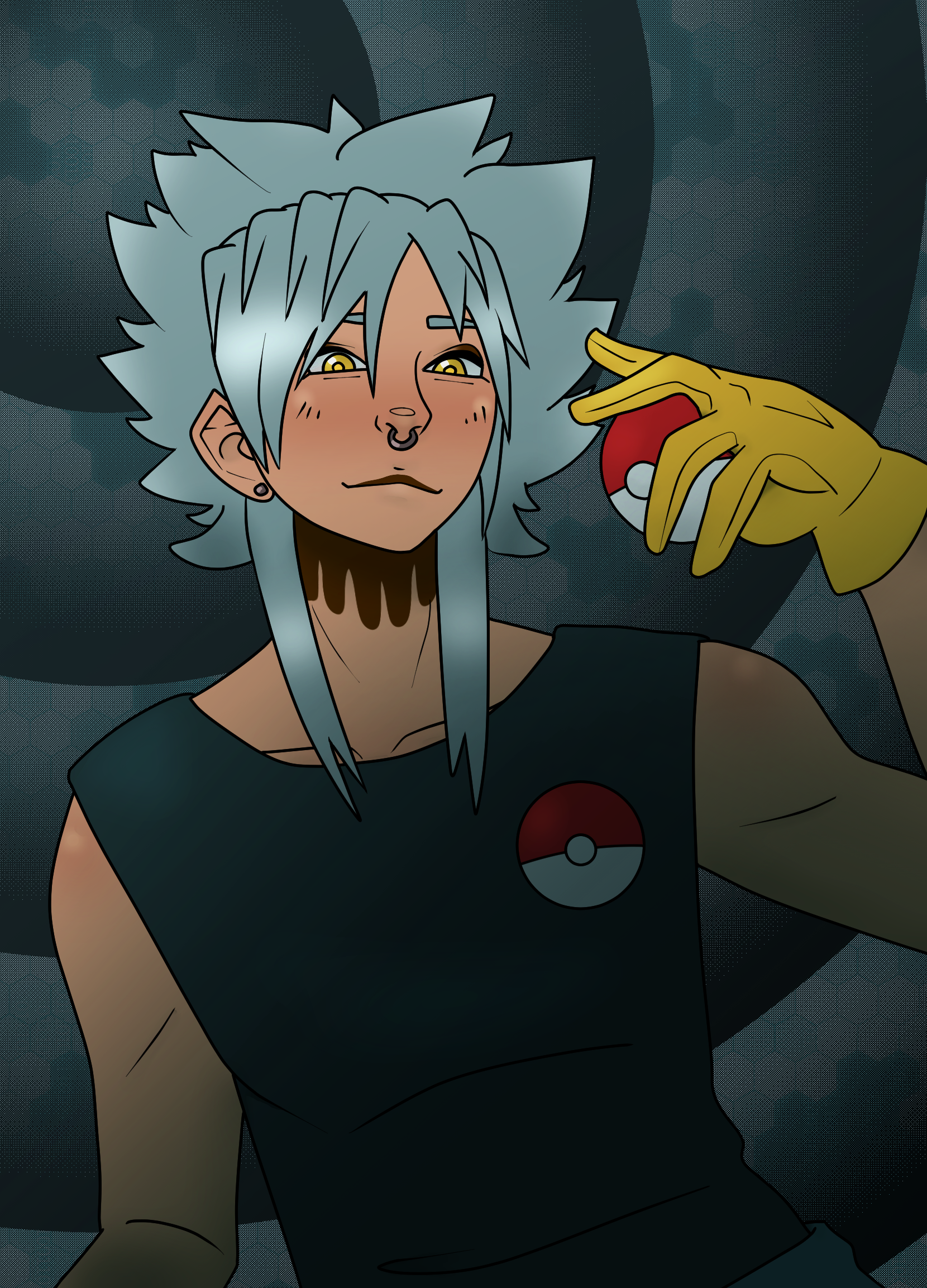 My Pokemon OC, Stahl, posed with a pokeball