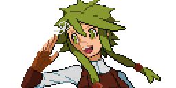 An edit of a Pokemon trainer sprite to be my OC, Leaf Ahlgren