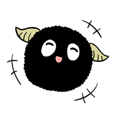 the ZOMBIE mascot, the bacterian. It is a small black blob with horns
